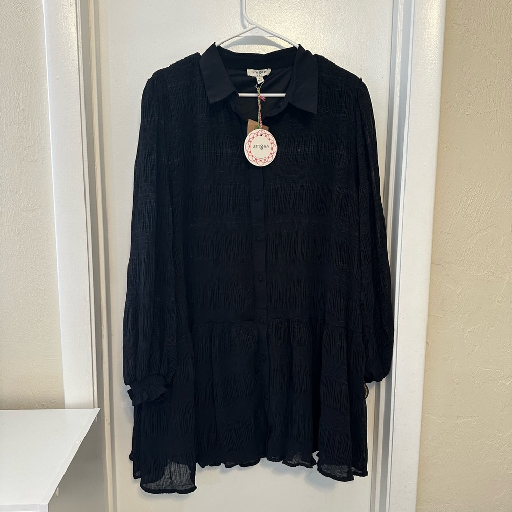Umgee Black Textured Mini Dress